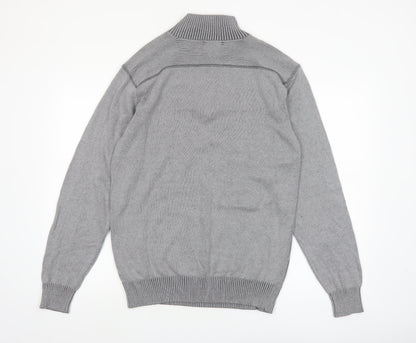 Park Slope Men’s Grey Cotton 1/4 Zip Knit Jumper Size L