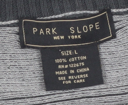 Park Slope Men’s Grey Cotton 1/4 Zip Knit Jumper Size L