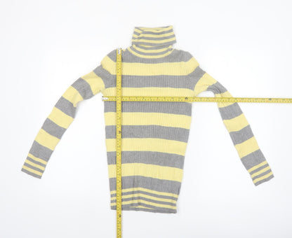 L.e.i. Teens Yellow Grey Striped Roll Neck Jumper S