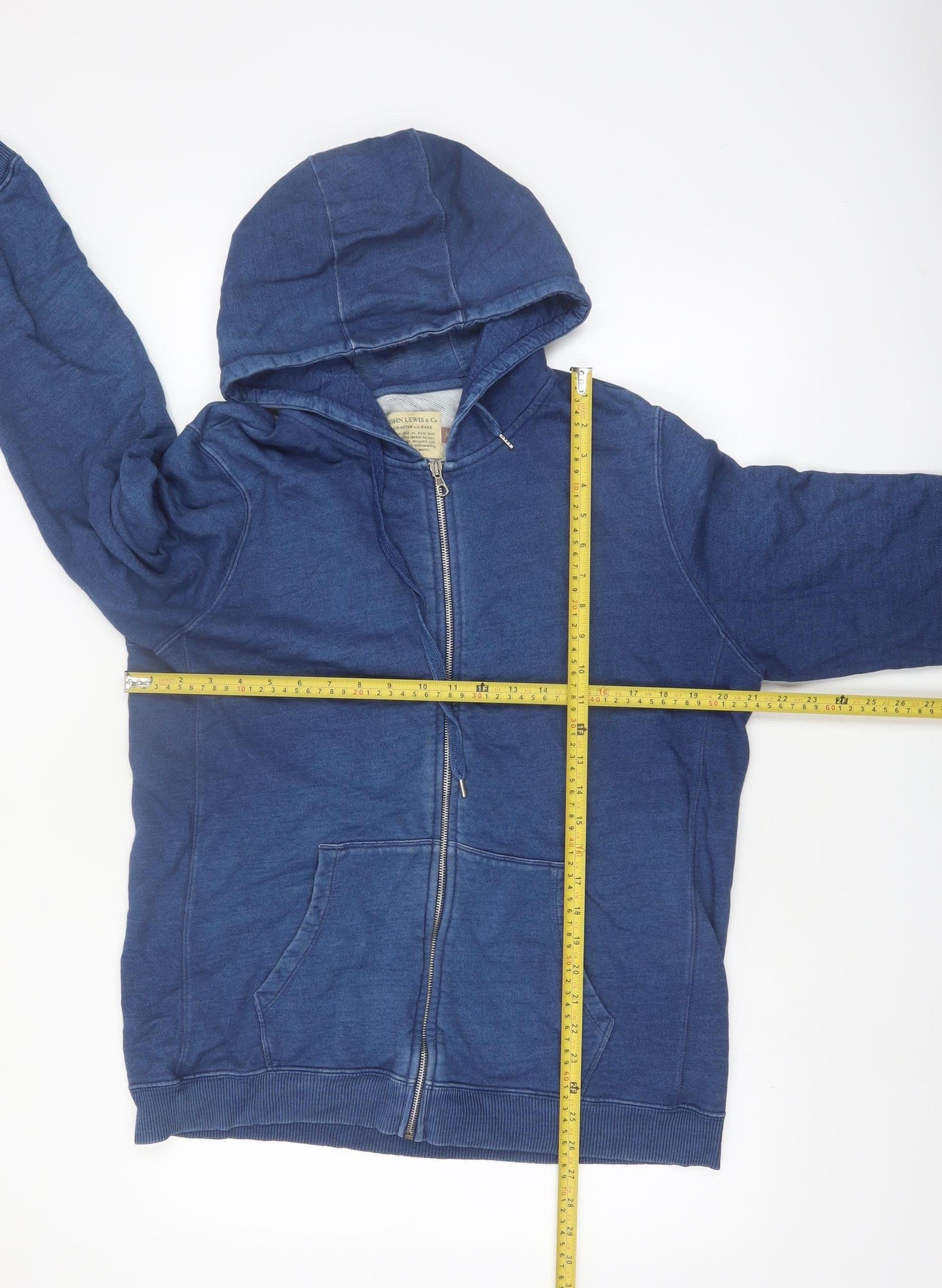 John Lewis & Co. Men Blue XL Full Zip Cotton Hoodie