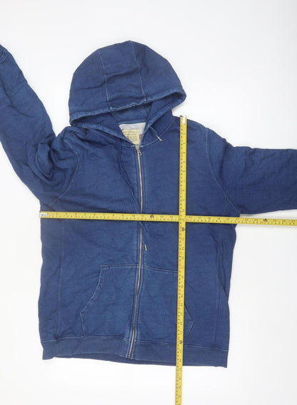 John Lewis & Co. Men Blue XL Full Zip Cotton Hoodie
