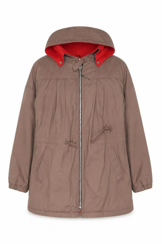 London Fog Women's Brown Hooded Parka Coat Size 8 Lined Water Resistant