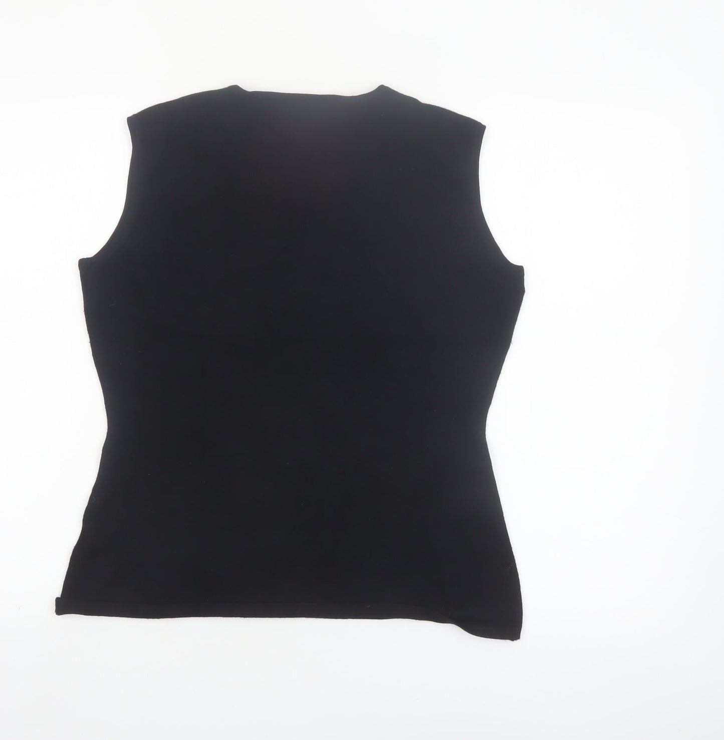NÖH Women's Black Sleeveless Sequin V-Neck Knit Tank Top Size M