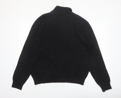 American Living Men’s Black Fair Isle Cotton Henley Jumper L