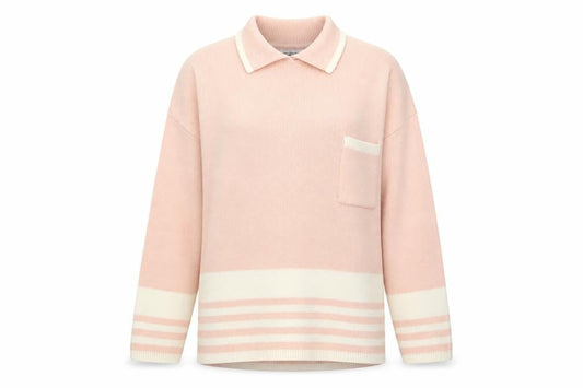 Worthington Women’s Pink Collared Striped Knit Petite Pullover Jumper M