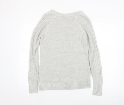 GAP Women’s Grey Cable-Knit Cotton Jumper Size S Crew Neck
