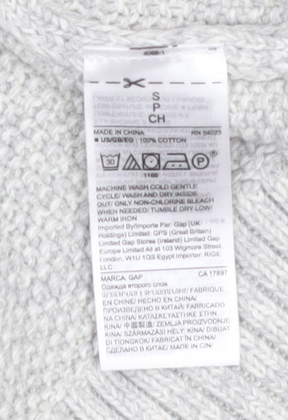 GAP Women’s Grey Cable-Knit Cotton Jumper Size S Crew Neck