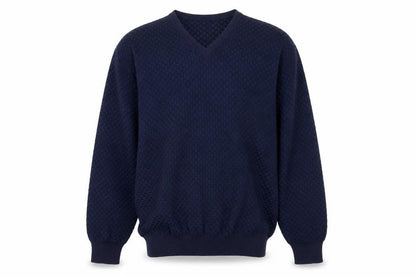 Segreto Men's Blue Wool V-Neck Pullover Jumper Size L