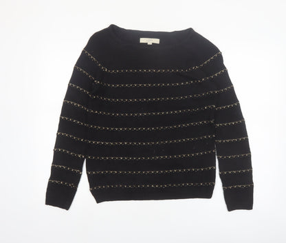 Ann Taylor Loft Women's Black Petite Medium Striped Pullover Jumper