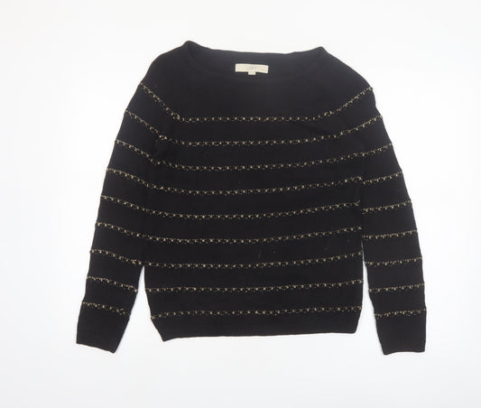 Ann Taylor Loft Women's Black Petite Medium Striped Pullover Jumper