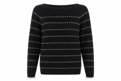 Ann Taylor Loft Women's Black Petite Medium Striped Pullover Jumper