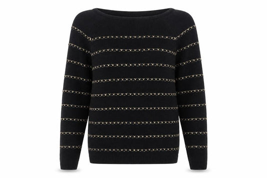 Ann Taylor Loft Women's Black Petite Medium Striped Pullover Jumper