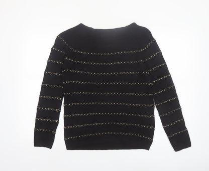 Ann Taylor Loft Women's Black Petite Medium Striped Pullover Jumper