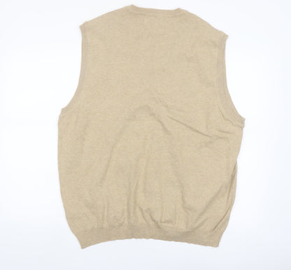 Club Room Men's Beige XL Sleeveless V-Neck Cotton Knit Jumper Vest