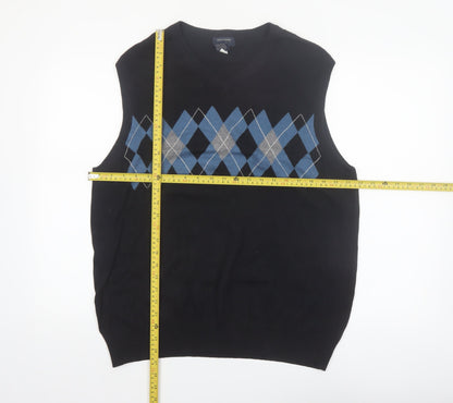 Dockers Men’s Black Argyle Cotton Knit Sleeveless Vest L