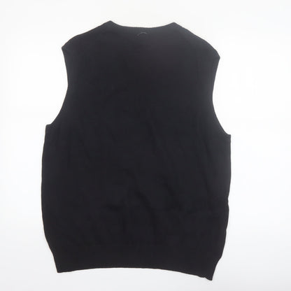 Dockers Men’s Black Argyle Cotton Knit Sleeveless Vest L