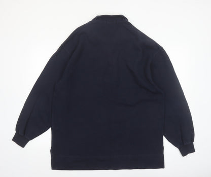 Marks and Spencer Men's Navy Long Sleeve Cotton Polo Shirt Medium