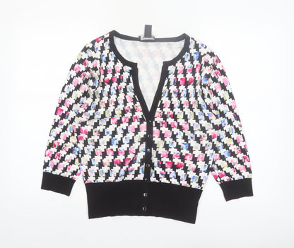 White House Black Market Women’s Multicoloured L Geometric V-Neck Cardigan