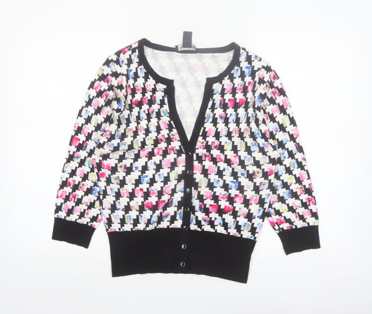 White House Black Market Women’s Multicoloured L Geometric V-Neck Cardigan