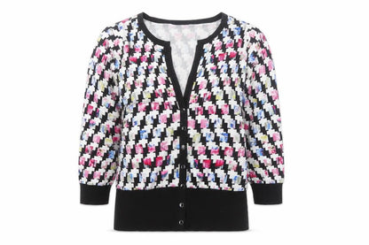 White House Black Market Women’s Multicoloured L Geometric V-Neck Cardigan