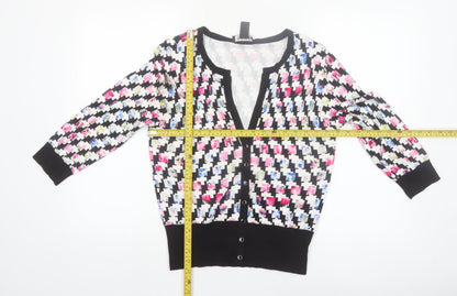 White House Black Market Women’s Multicoloured L Geometric V-Neck Cardigan