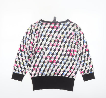 White House Black Market Women’s Multicoloured L Geometric V-Neck Cardigan
