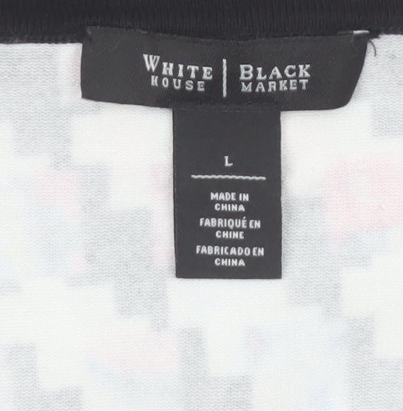 White House Black Market Women’s Multicoloured L Geometric V-Neck Cardigan