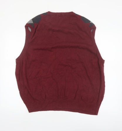 IZOD Men's Multicoloured Argyle V-Neck Knit Jumper Vest 3XL