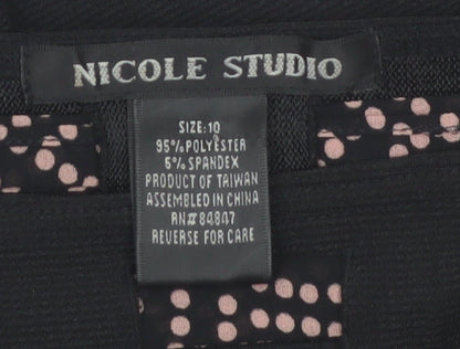 Nicole Studio Women's Black Long Sleeve Bow Detail Blouse Size 10