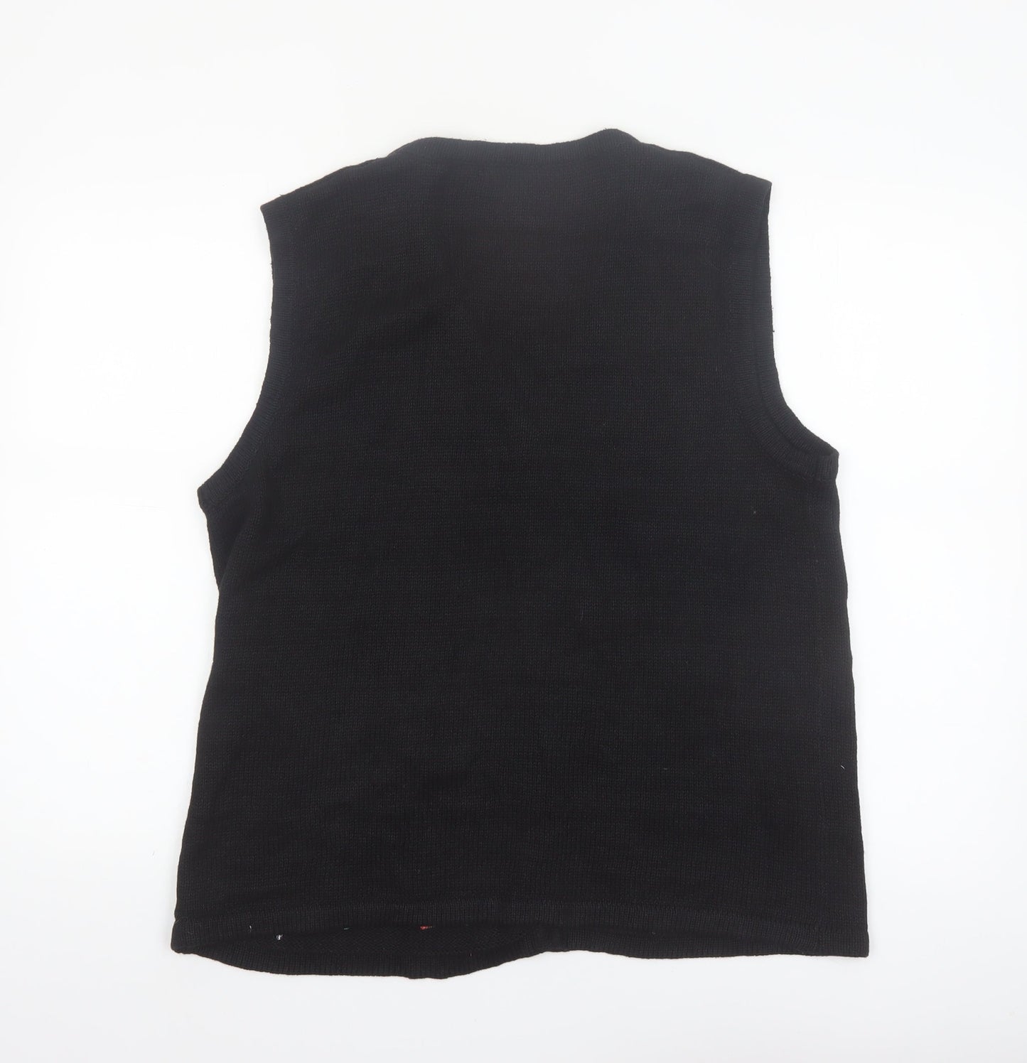 Kim Rogers Womens Black L Christmas Vest Jumper Sequin Holiday Top