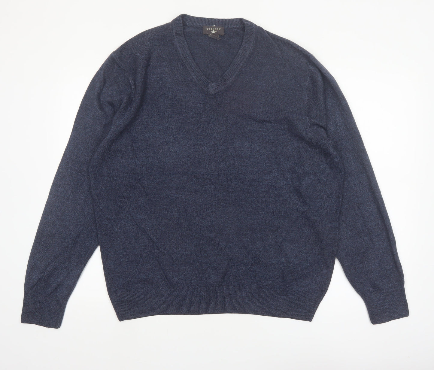 Dockers Men's Blue V-Neck Acrylic Pullover Jumper XL