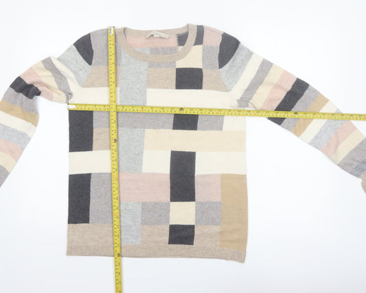 LOFT Women's Multicoloured Geometric Knit Jumper Size S