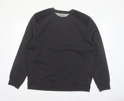 Easy Men’s Grey 2XL Pullover Sweatshirt Crew Neck Varsity Style