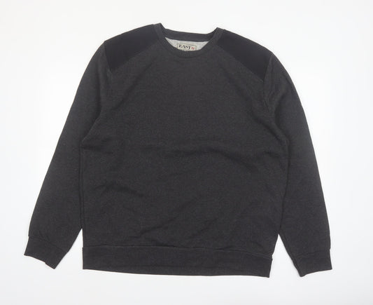 Easy Men’s Grey 2XL Pullover Sweatshirt Crew Neck Varsity Style