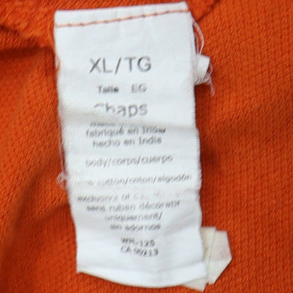 Chaps Men's Orange & Navy Colourblock Cotton Polo Shirt XL