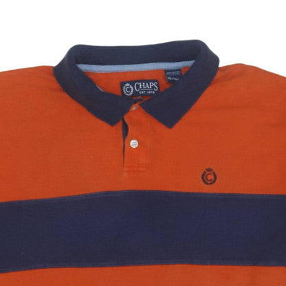 Chaps Men's Orange & Navy Colourblock Cotton Polo Shirt XL
