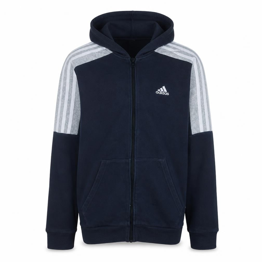 Adidas Mens Blue Full Zip Hoodie Size L Regular Fit Sportswear