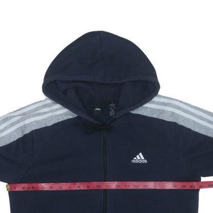 Adidas Mens Blue Full Zip Hoodie Size L Regular Fit Sportswear