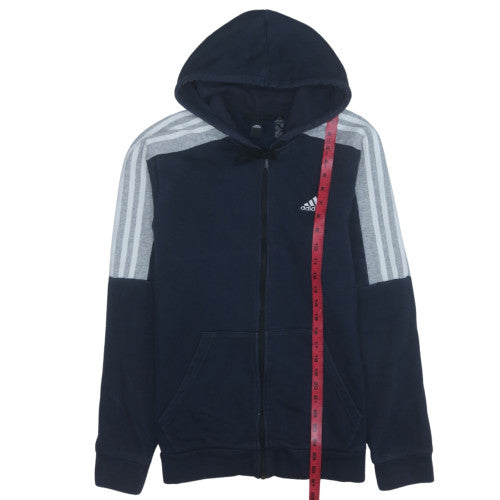Adidas Mens Blue Full Zip Hoodie Size L Regular Fit Sportswear