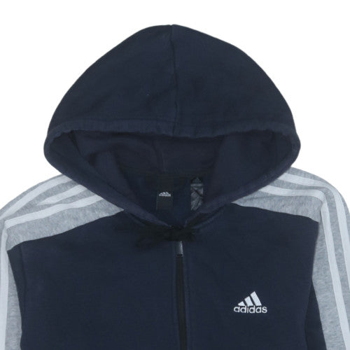 Adidas Mens Blue Full Zip Hoodie Size L Regular Fit Sportswear