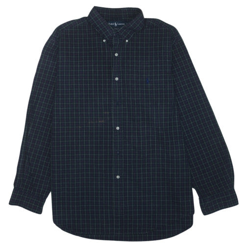 Ralph Lauren Men's Blue Check Classic Fit Long Sleeve Cotton Shirt L