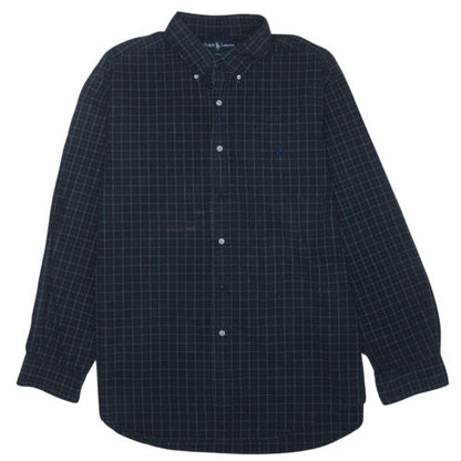 Ralph Lauren Men's Blue Check Classic Fit Long Sleeve Cotton Shirt L