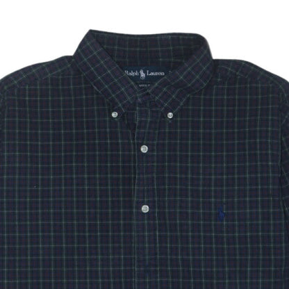 Ralph Lauren Men's Blue Check Classic Fit Long Sleeve Cotton Shirt L