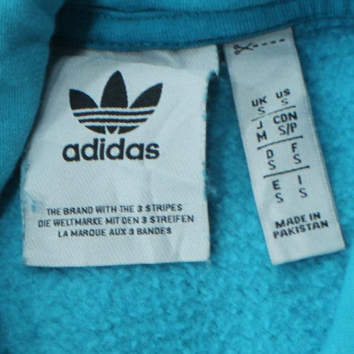 Adidas Mens Blue Small Pullover Hoodie Fleece Logo Sweatshirt