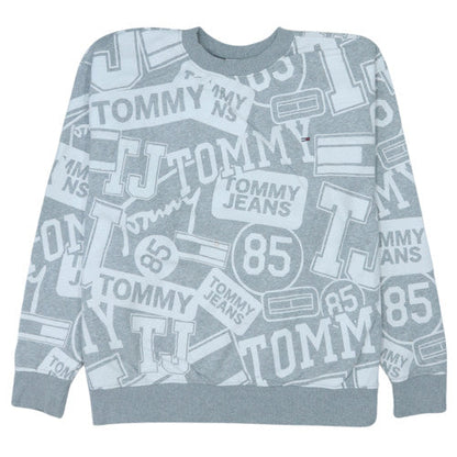 Tommy Jeans Men's Grey Oversized Crew Neck Logo Sweatshirt Size L