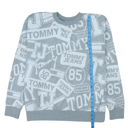 Tommy Jeans Men's Grey Oversized Crew Neck Logo Sweatshirt Size L