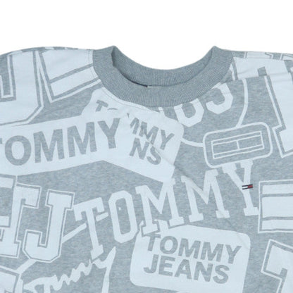 Tommy Jeans Men's Grey Oversized Crew Neck Logo Sweatshirt Size L