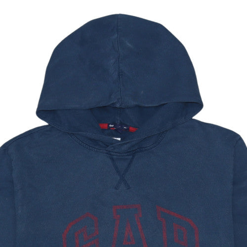 GAP Men's Blue Pullover Hoodie L Logo Sweatshirt Classic Style