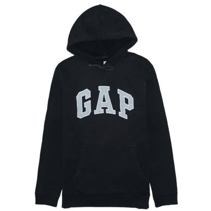 GAP Mens Black Pullover Hoodie S Logo Graphic Fleece Sweatshirt