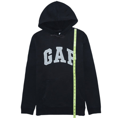 GAP Mens Black Pullover Hoodie S Logo Graphic Fleece Sweatshirt